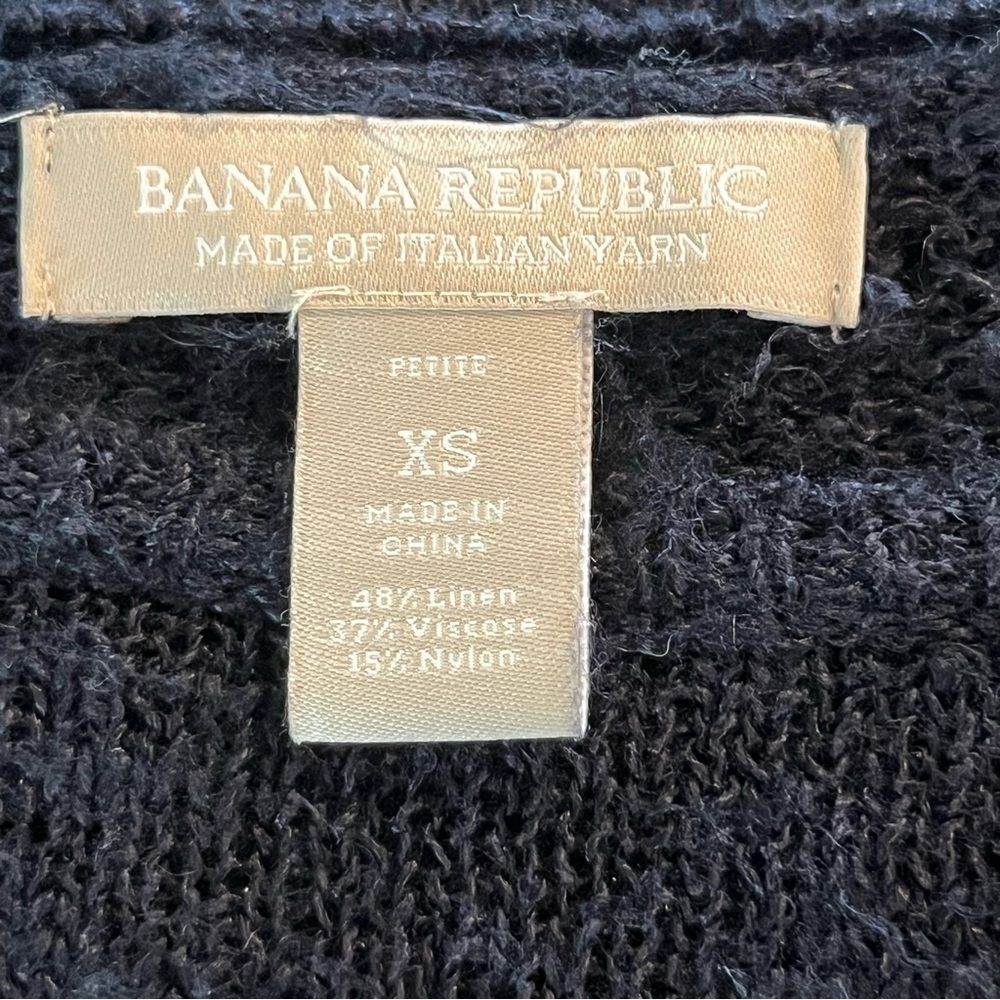 Banana Republic Black & Cream Linen Sweater XS - Picture 4 of 7